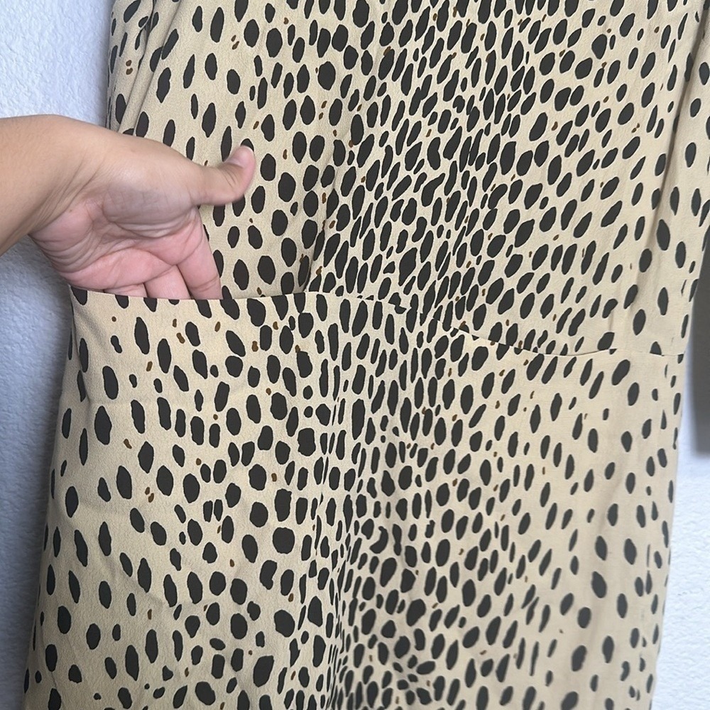 J. Crew Jules Mini Dress Lined Cheetah Tan Black 3/4 Sleeve‎ Size 2 - Picture 4 of 14